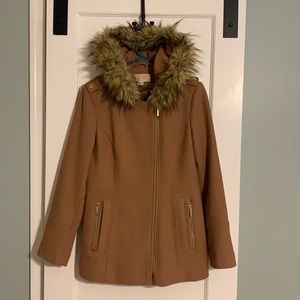 Michael Kors wool faux fur hooded coat